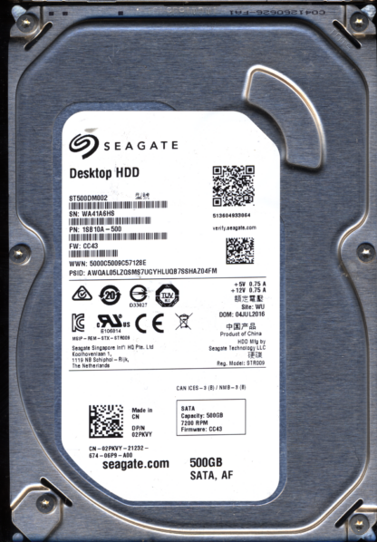 SEAGATE 500GB ST500DM002 1SB10A-500 SN WA4 FW CC43 100774000 DONOR DRIVE