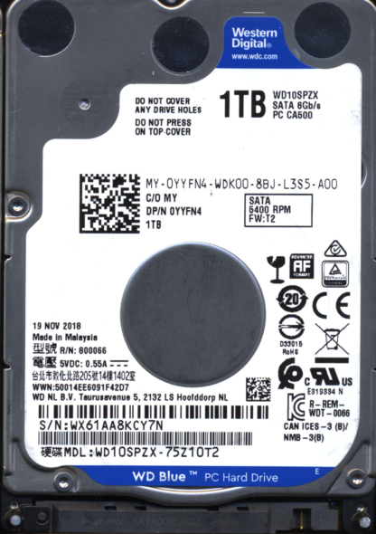 WD 1TB WD10SPZX-75Z10T2 2060-800066-006 DONOR DRIVE