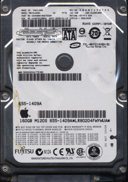 FUJITSU 160GB MHY2160BH CA06889-B42700AP CA26344-B32104BA DONOR DRIVE