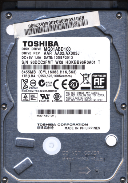 TOSHIBA 1TB MQ01ABD100 DONOR DRIVE