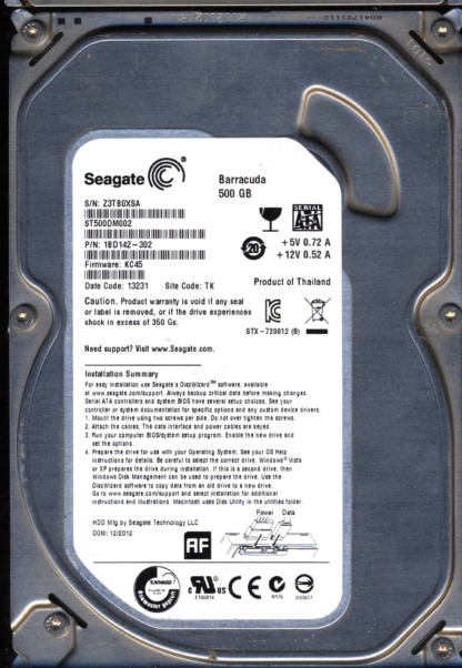 SEAGATE 500GB ST500DM002 1BD142-302 SN Z3T 100535704 DONOR DRIVE