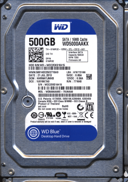 WD 500GB WD5000AAKX-75U6AA0 DCM HHRNHTJMHB TJ 2060-771640-003 DONOR DRIVE