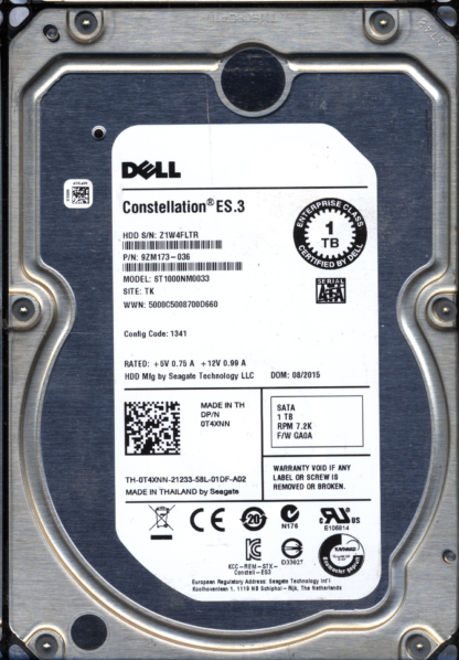 SEAGATE 1TB ST1000NM0033 9ZM173-036 SN Z1W 100706008 DONOR DRIVE