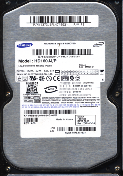 SAMSUNG 160GB HD160JJ/P BF41-00095A DONOR DRIVE