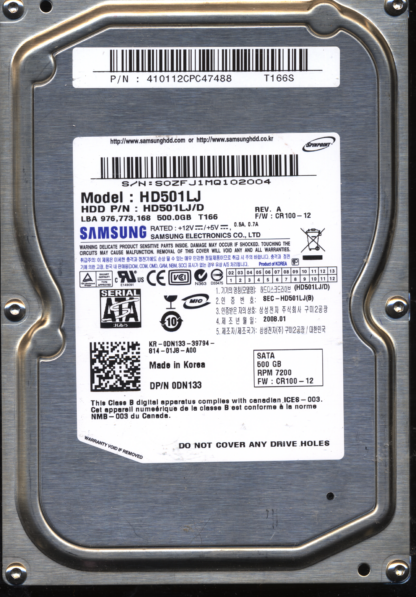 SAMSUNG 500GB HD501LJ FW CR100-12 BF41-00133A DONOR DRIVE