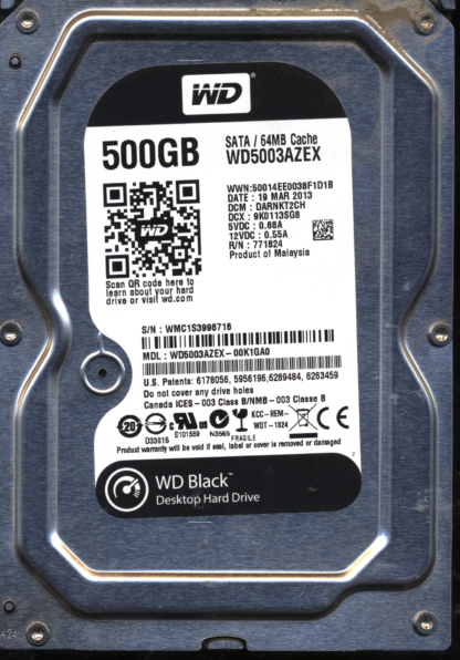 WD 500GB WD5003AZEX-00K1GA0 DCM DARNKT2CH T2 2060-771824-006 DONOR DRIVE