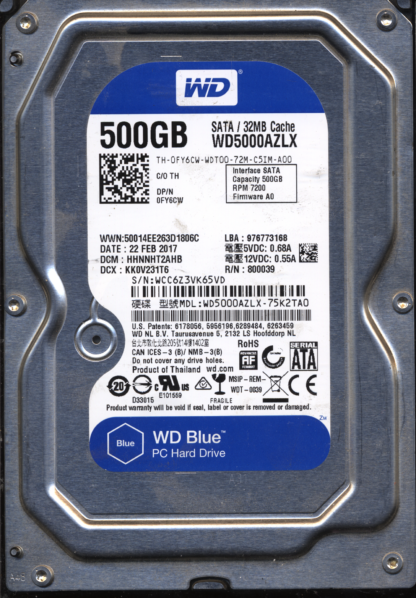 WD 500GB WD5000AZLX-75K2TA0 DCM HHNNHT2AHB T2 2060-800039-001 DONOR DRIVE