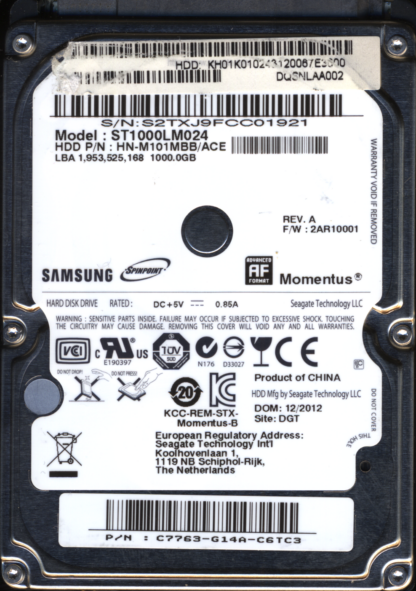 SAMSUNG 1TB ST1000LM024 FW 2AR10001 M8_REV.03 DONOR DRIVE