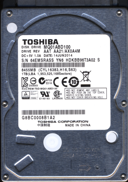 TOSHIBA 1TB MQ01ABD100 HDKBB96T3A02 G003138A DONOR DRIVE