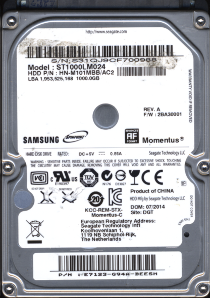 SAMSUNG 1TB ST1000LM024 M8_REV 07 DONOR DRIVE