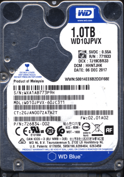 WD 1TB WD10JPVX-60JC3T1 DCM HHNTJHK TJ 2060-771960-000 DONOR DRIVE