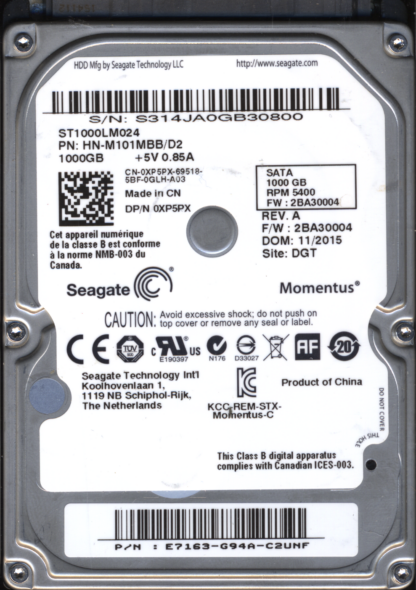 SEAGATE 1TB ST1000LM024 HN-M101MBB/D2 SN S31 M8_REV.07 DONOR DRIVE