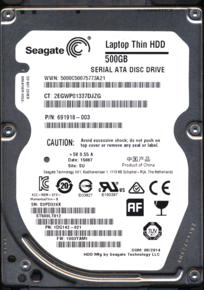 SEAGATE 500GB ST500LT012 1DG142-021 SN S3P 100729420 DONOR DRIVE