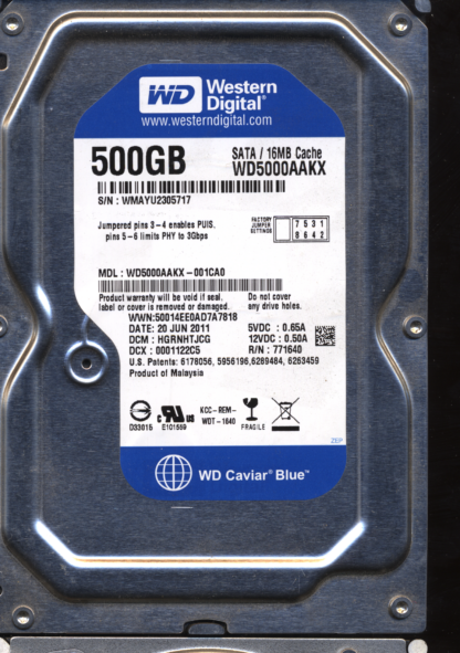 WD 500GB WD5000AAKX-001CA0 DCM HGRNHTJCG TJ 2060-771640-003 DONOR DRIVE