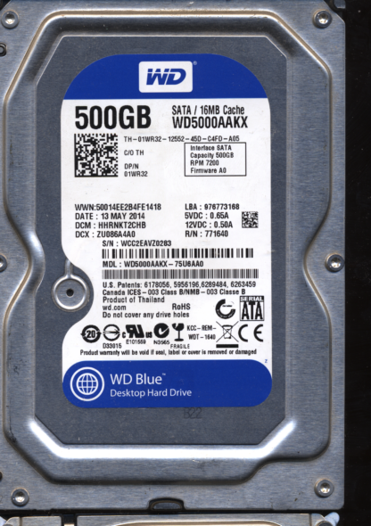 WD 500GB WD5000AAKX-75U6AA0 DCM HHRNKT2CHB T2 2060-771640-003 DONOR DRIVE