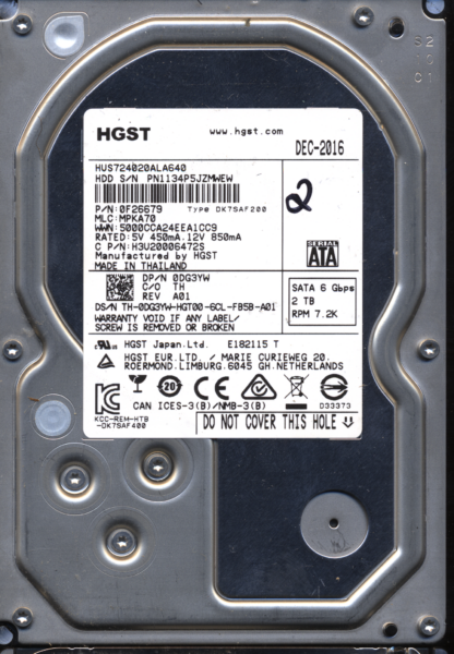 HITACHI 2TB HUS724020ALA640 0F26679 MLC MPKA70 2200A9037901 DONOR DRIVE