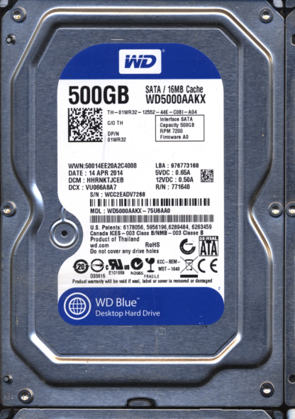 WD 500GB WD5000AAKX-75U6AA0 DCM HHRNKTJCEB TJ 2060-771640-003 DONOR DRIVE