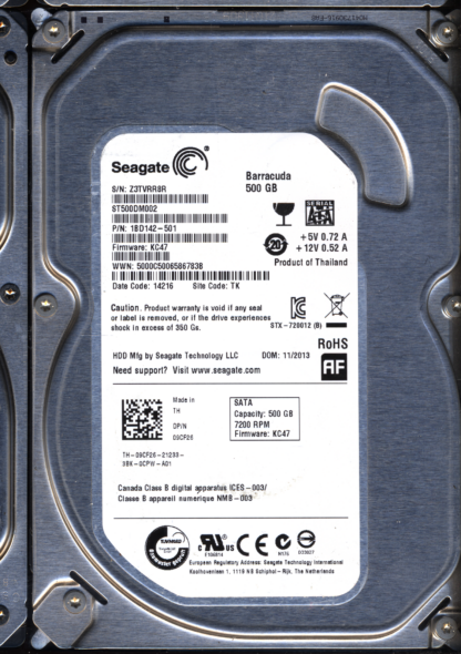 SEAGATE 500GB ST500DM002 1BD142-501 SN Z3T 100535704 DONOR DRIVE