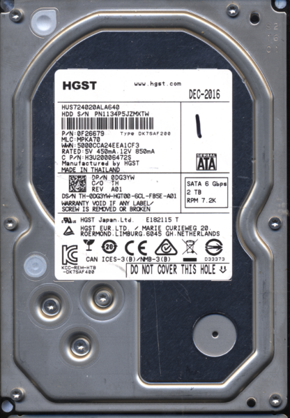 HITACHI 2TB HUS724020ALA640 0F26679 MLC MPKA70 2200A9037901 DONOR DRIVE