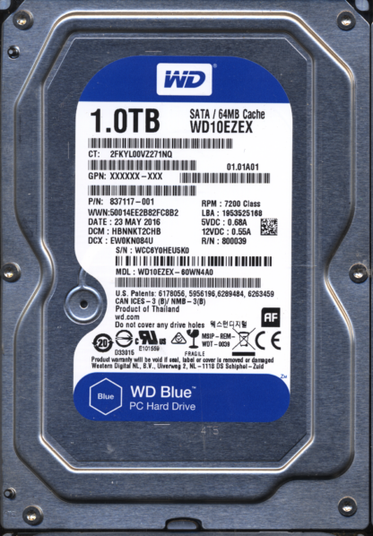 WD 1TB WD10EZEX-60WN4A0 DCM HBNNKT2CHB T2 2060-800039-001 DONOR DRIVE