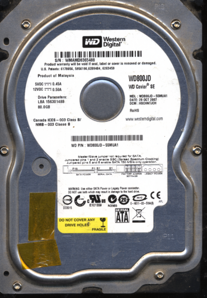WD 80GB WD800JD-55MUA1 DCM HSCHNTJCH TJ 2060-701335-005 Donor Drive