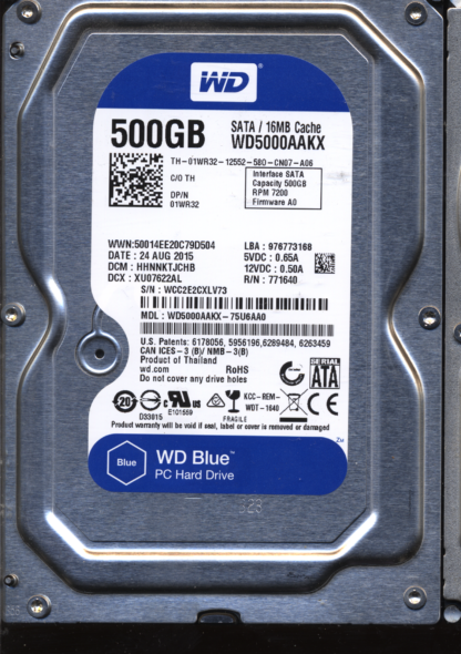 WD 500GB WD5000AAKX-75U6AA0 DCM HHNNKTJCHB TJ 2060-771640-003 DONOR DRIVE