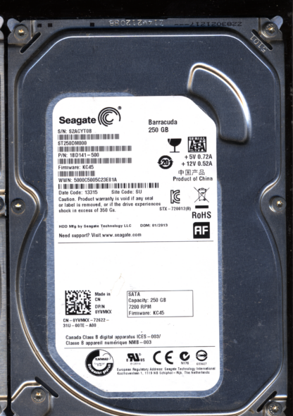 SEAGATE 250GB ST250DM000 1BD141-500 SN S2A 100535704 DONOR DRIVE