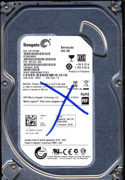 SEAGATE 500GB ST500DM002 1BD142-500 SN Z3T 100535704 DONOR DRIVE