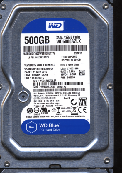 WD 500GB WD5000AZLX-08K2TA0 DCM HANNNT2AHB T2 2060-800039-001 DONOR DRIVE