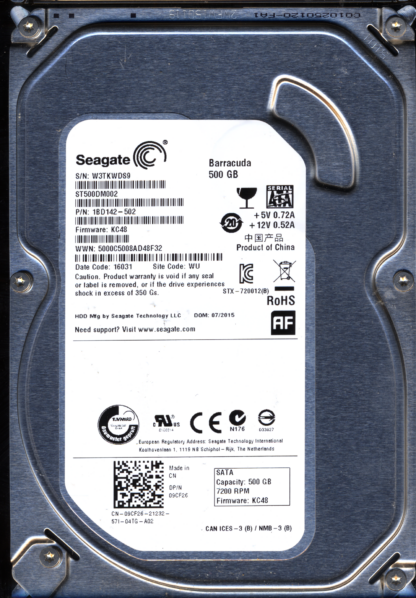 SEAGATE 500GB ST500DM002 1BD142-502 SN W3T 100535704 DONOR DRIVE