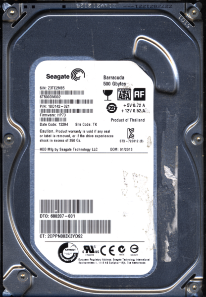 SEAGATE 500GB ST500DM002 1BD142-021 SN Z3T FW HP73 100535704 DONOR DRIVE