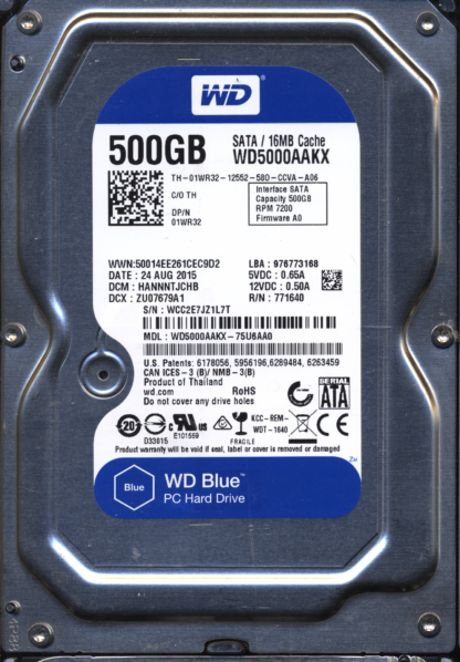 WD 500GB WD5000AAKX-75U6AA0 DCM HANNNTJCHB TJ 2060-771640-003 DONOR DRIVE