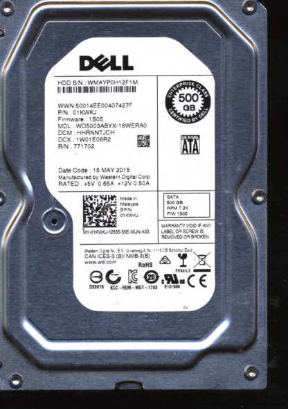 WD 500GB WD5003ABYX-18WERA0 DCM HHRNNTJCH TJ 2060-771702-001 DONOR DRIVE