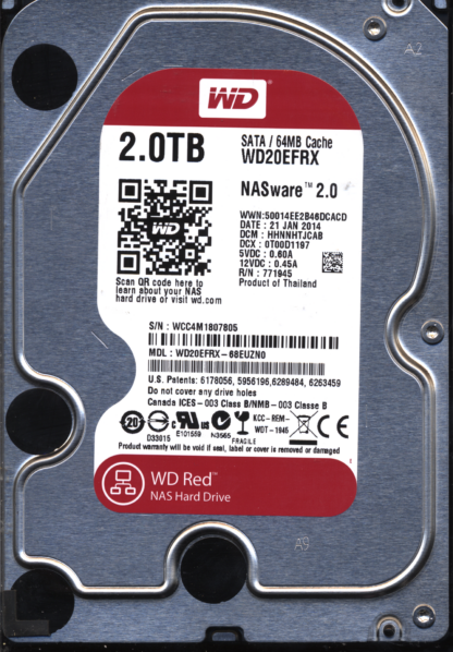 WD 2TB WD20EFRX-68EUZN0 DCM HHNNHTJCAB TJ 2060-771945-001 DONOR DRIVE