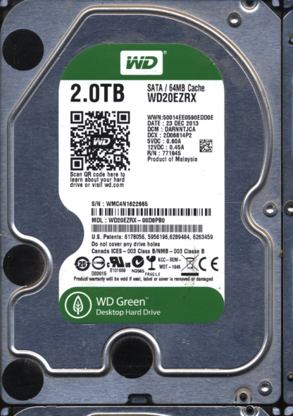 WD 2TB WD20EZRX-00D8PB0 DCM DARNNTJCA TJ 2060-771945-001 DONOR DRIVE