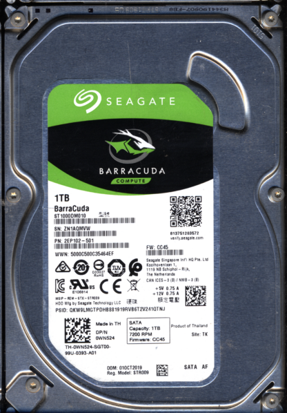 SEAGATE 1TB ST1000DM010 2EP102-501 SN ZN1 FW CC45 100774000 DONOR DRIVE