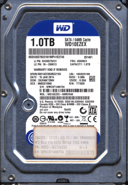 WD 1TB WD10EZEX-08M2NA0 DCM DGRNKT2MH T2 2060-771829-004 DONOR DRIVE