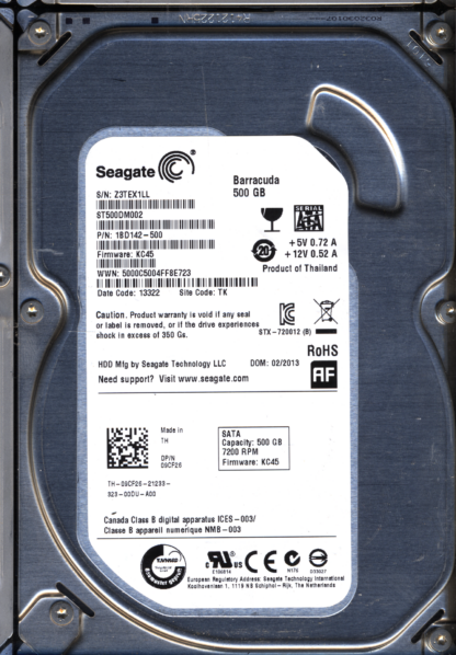 SEAGATE 500GB ST500DM002 1BD142-500 SN Z3T 100535704 DONOR DRIVE