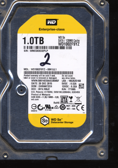 WD 1TB WD1002F9YZ-09H1JL1 DCM EHRNNT2CH T2 2060-771985-002 DONOR DRIVE