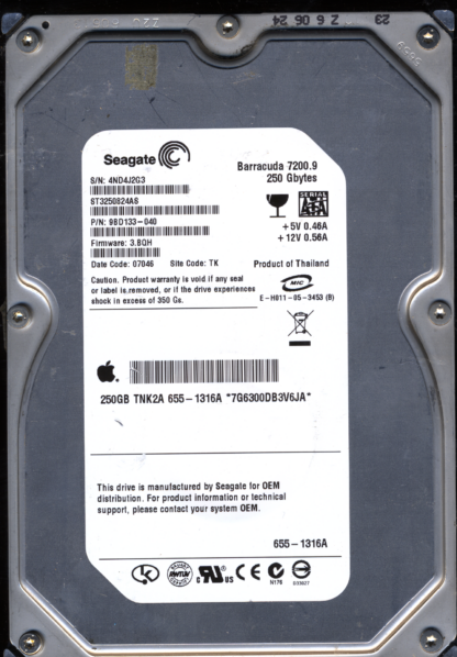 SEAGATE 80GB ST3802110A 9BD133-040 SN 4ND FW 3.BQH DONOR DRIVE