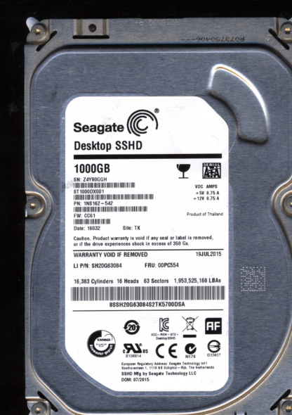 SEAGATE 1TB ST1000DX001 1NS162-542 SN Z4Y FW CC61 100731495 DONOR DRIVE