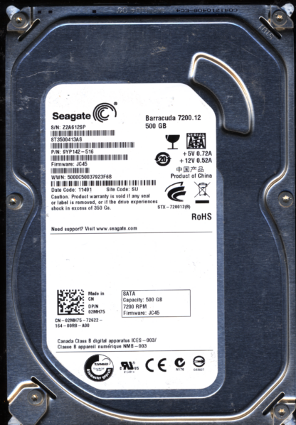 SEAGATE 500GB ST3500413AS 9YP142-516 SN Z2A FW JC45 100535604 DONOR DRIVE