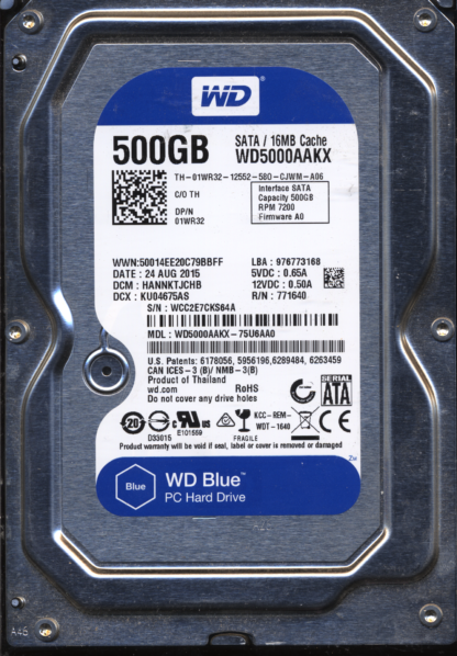 WD 500GB WD5000AAKX-75U6AA0 DCM HANNKTJCHB TJ 2060-771640-003 DONOR DRIVE