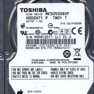TOSHIBA 500GB MK5055GSXF HDD2H71 D2/FH305B G002439 Donor Drive