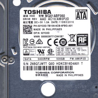 TOSHIBA 500GB MQ01ABF050 HDKCB16D4A01 FW: AM0P2D G003235C DONOR DRIVE