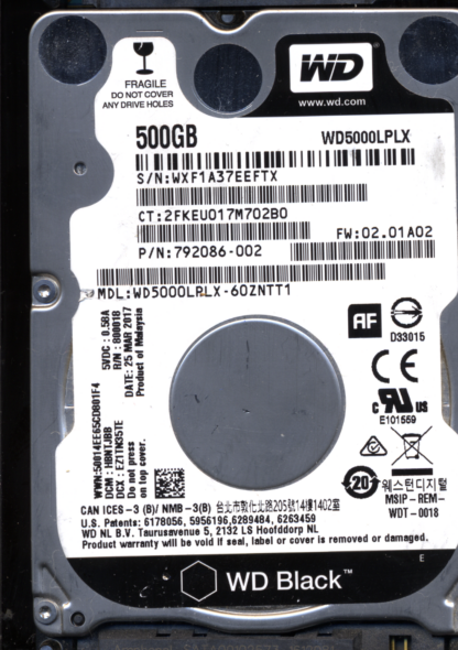 WD WD5000LPLX-60ZNTT1 DCM HBNTJBB TJ 2060-800018-001 Donor Drive - Image 2