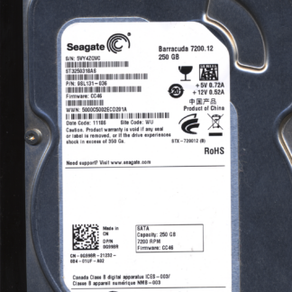 Seagate 250GB ST3250318AS 9SL131-036 SN 5VY FW CC46 100535704 Donor Drive