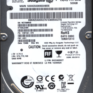 Seagate 500GB ST500LX005 1CW162-070 SN W37 100705349 Donor Drive