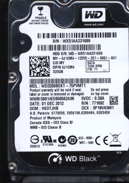 WD 320GB WD3200BEKT - 75PVMT1 DCM HEOTJHB TJ 2060-771692-006 Donor Drive - Image 2