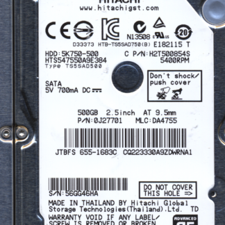Hitachi 500GB HTS547550A9E384 0J27701 MLC DA4755 2200A9026901 Donor Drive